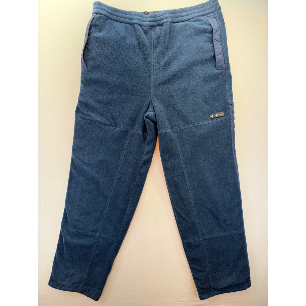 Columbia Reversible Fleece Nylon Pants Mens Large Navy Blue WM8006 Lined Warm